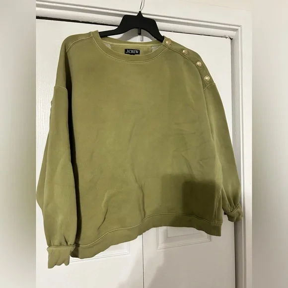 J crew green shoulder embellishment sweatshirt - Picture 1 of 3